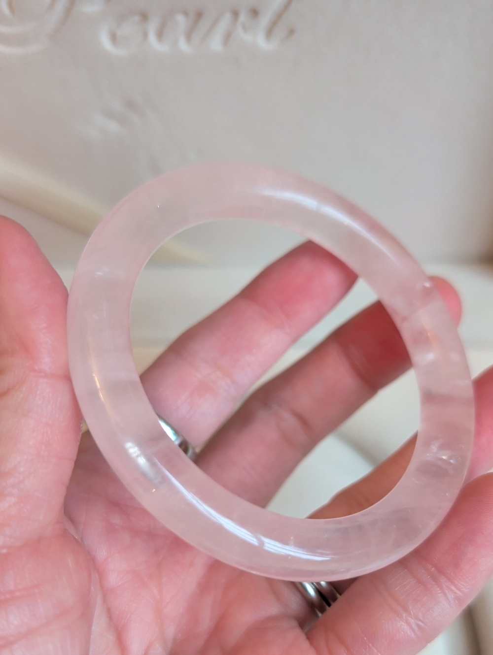 Rose Quartz Bangle Bracelet - Pink Natural Stone